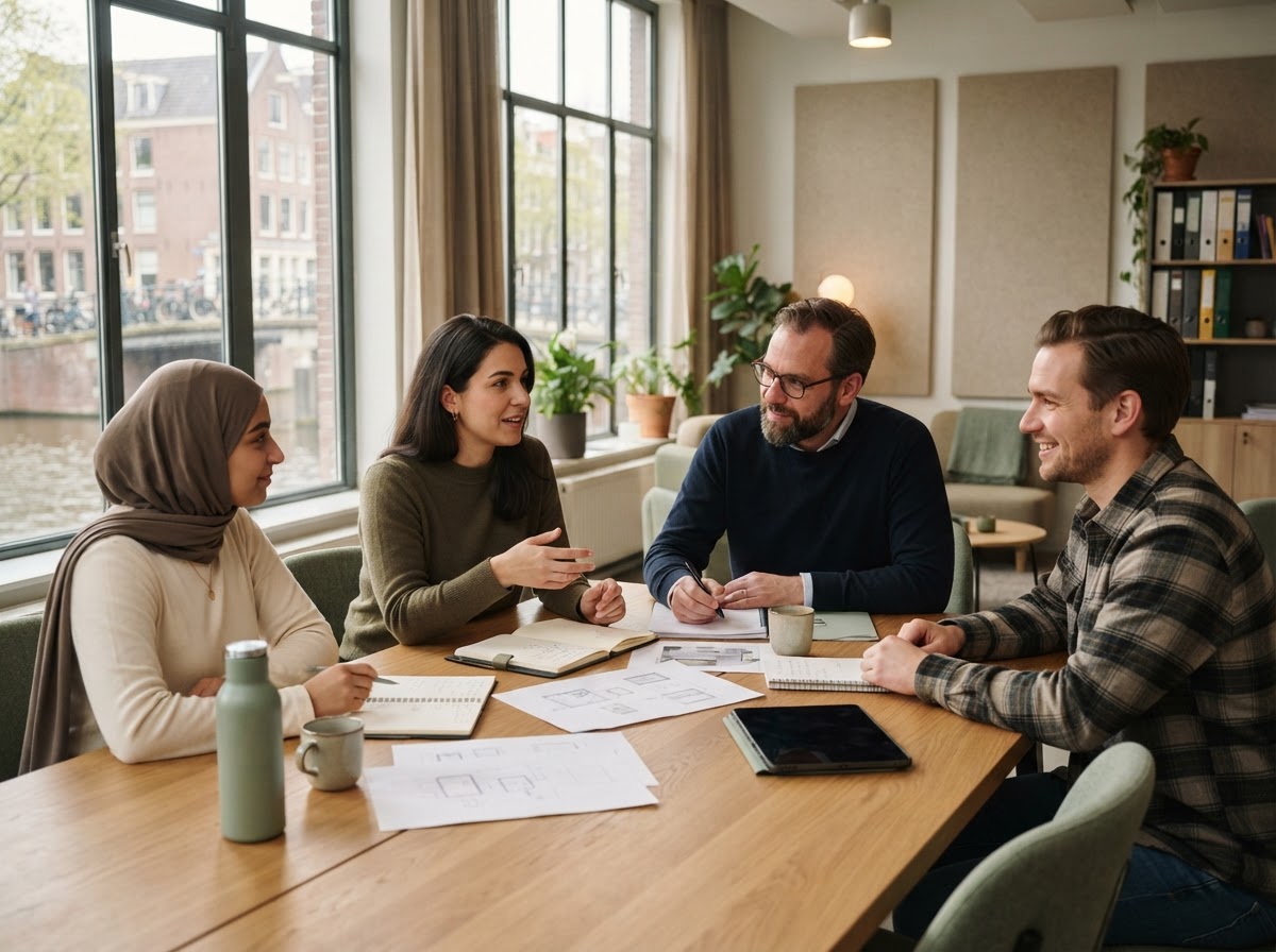 lanetcriti team dat data-analyse bespreekt op kantoor
